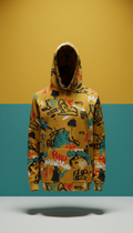 Sunset yellow graffiti-print hoodie