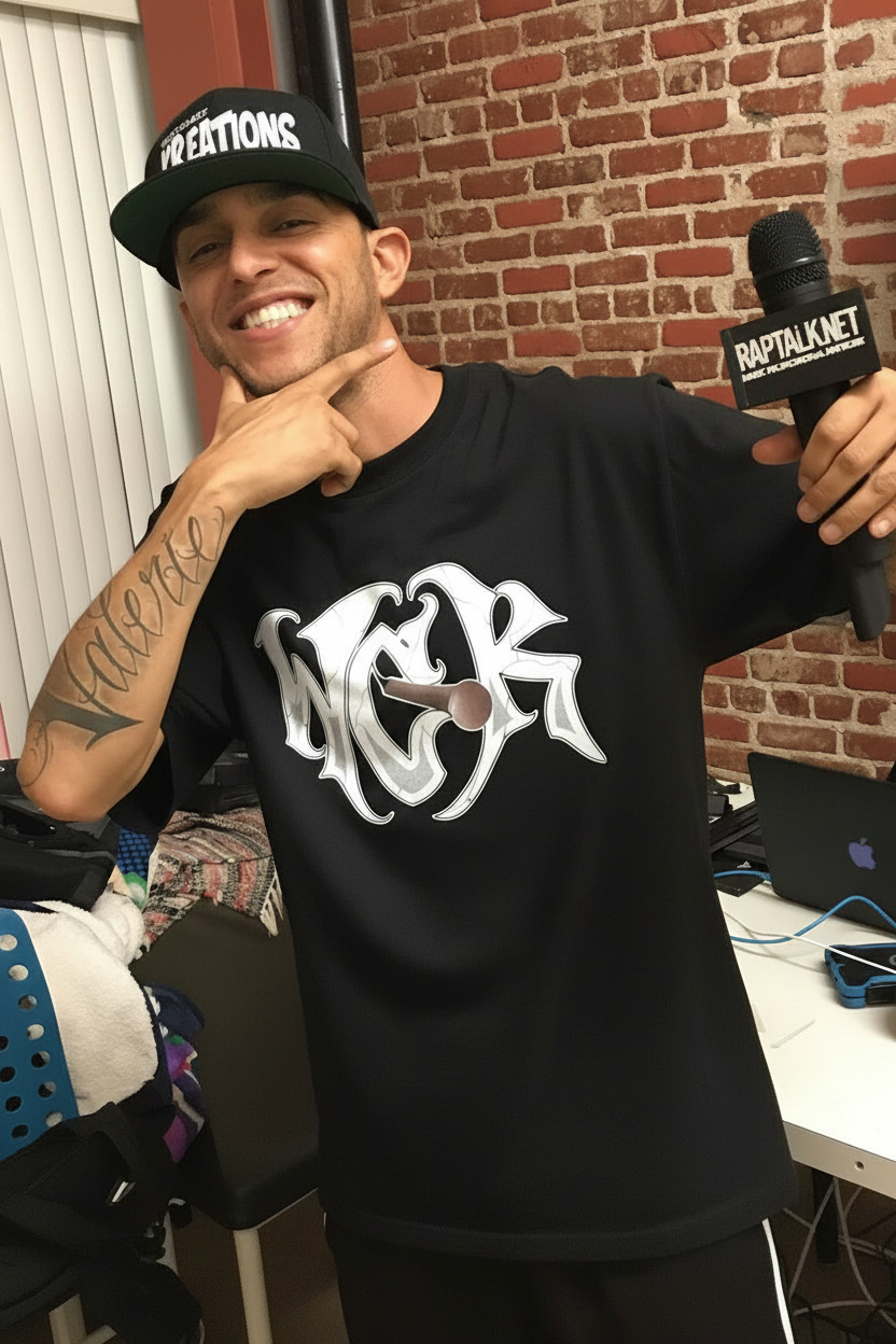 WCKrecords Mic Tee - Lifestyle Shot No Chain