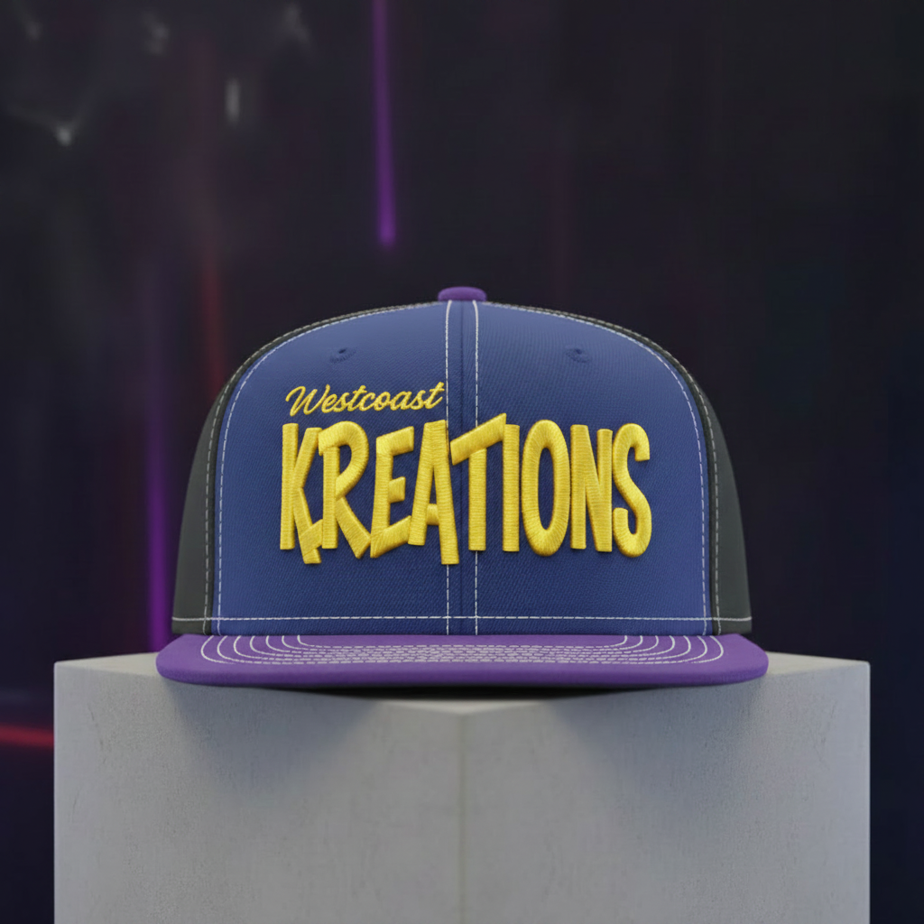 Westcoast Kreations snapback with yellow font